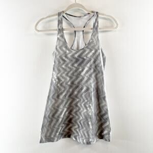 Lululemon Cool Racerback Fitted Tank Top Gray White Small